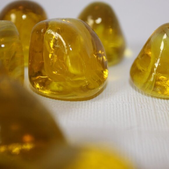 Decorative Golden Amber Glass Nuggets Lot of 12 - Picture 2 of 5